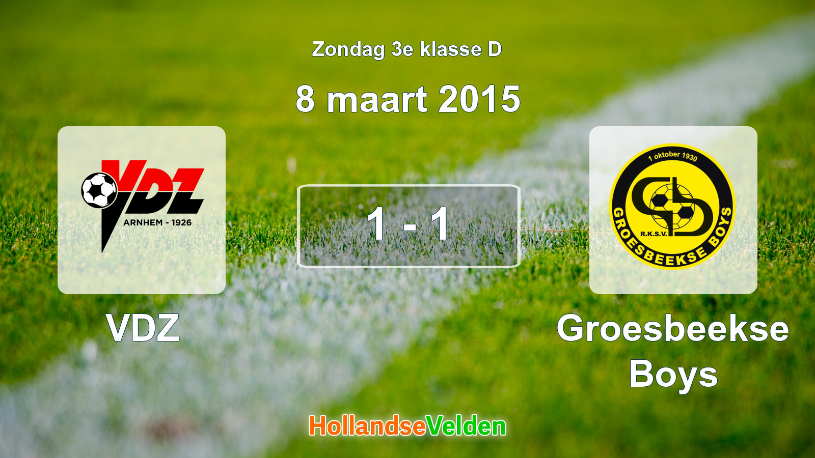 Gespeelde wedstrijd: VDZ - Groesbeekse Boys 1 - 1 (8 maart 2015)