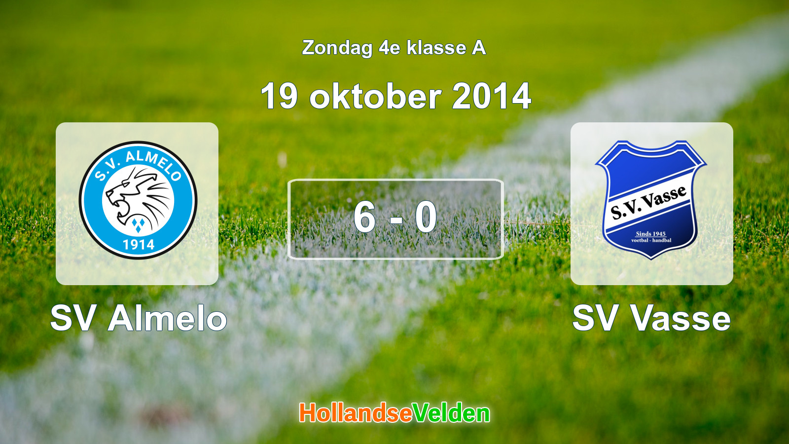 Gespeelde wedstrijd: SV Almelo - SV Vasse 6 - 0 (19 oktober 2014)