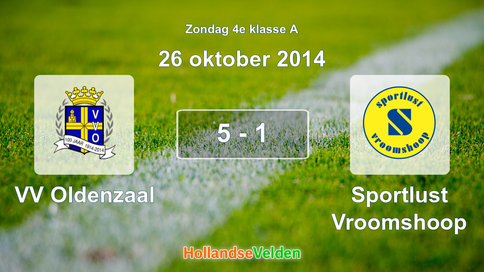 Gespeelde wedstrijd: VV Oldenzaal - Sportlust Vroomshoop 5 - 1 (26 oktober 2014)