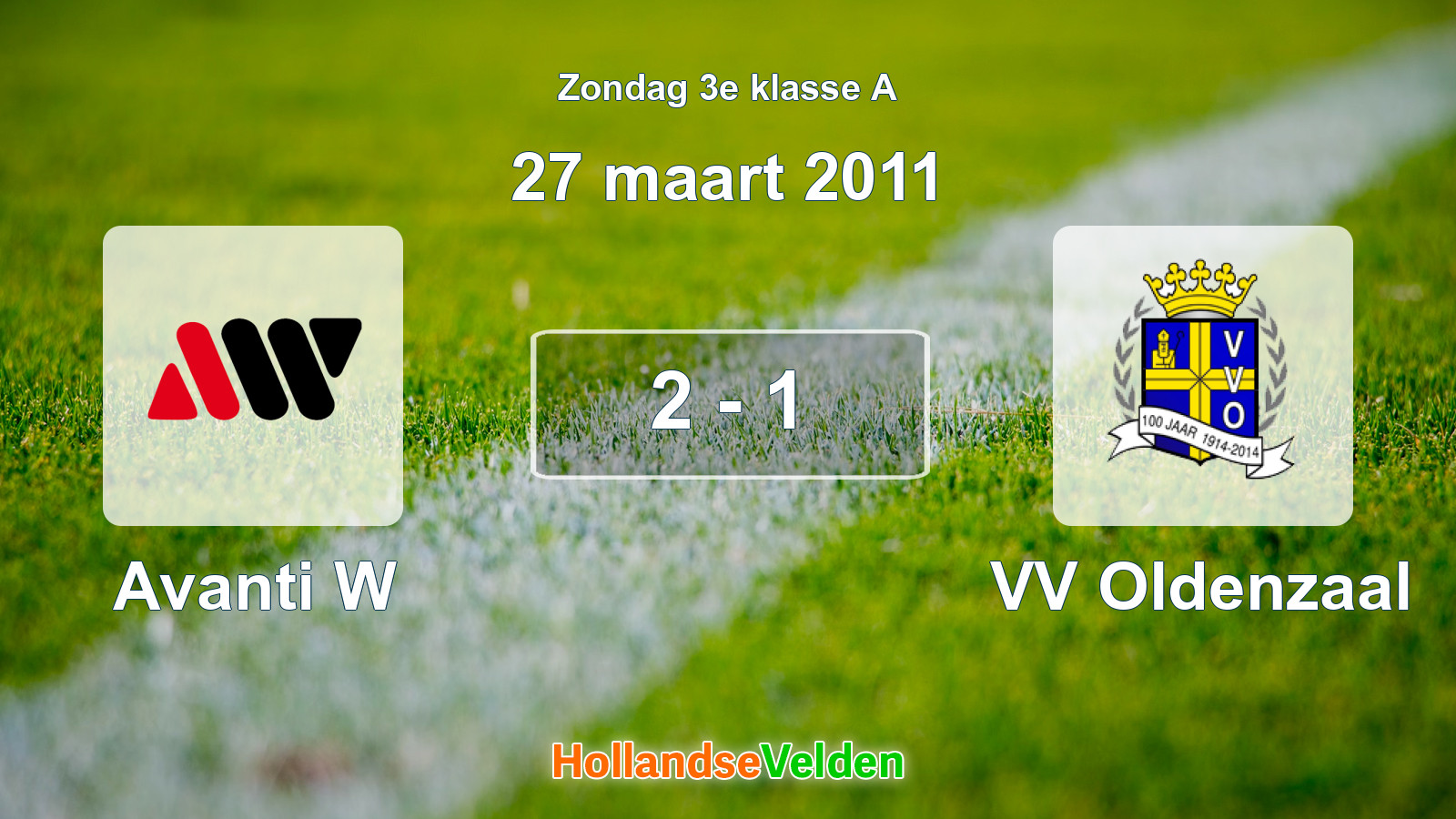 Gespeelde wedstrijd: Avanti W - VV Oldenzaal 2 - 1 (27 maart 2011)