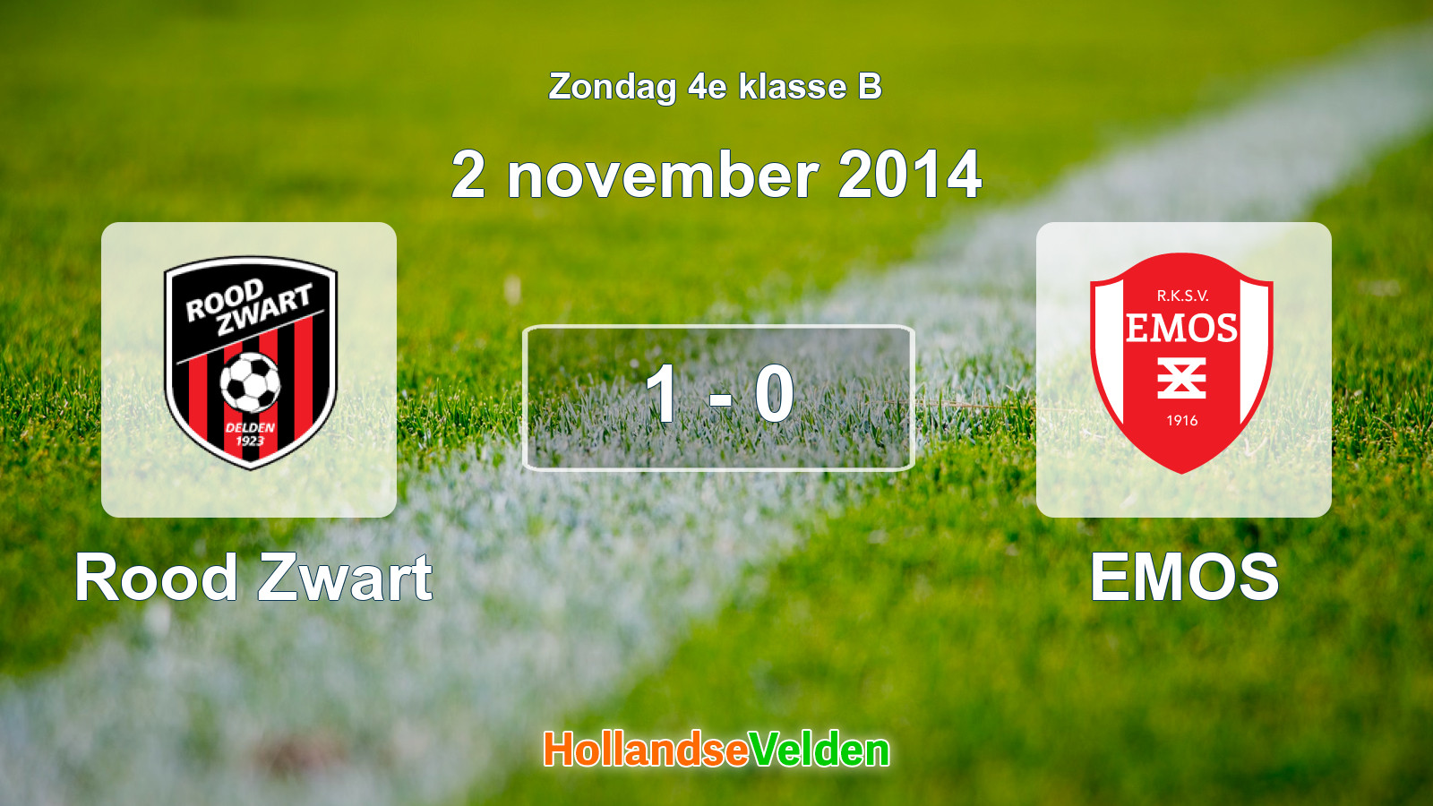 Gespeelde wedstrijd: Rood Zwart - EMOS 1 - 0 (2 november 2014)