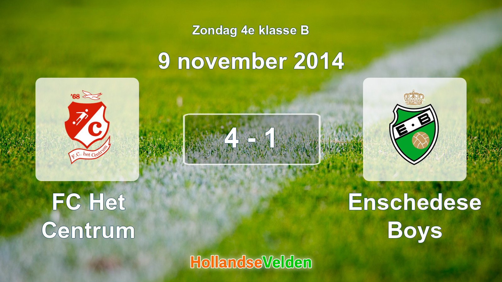 Gespeelde wedstrijd: FC Het Centrum - Enschedese Boys 4 - 1 (9 november 2014)