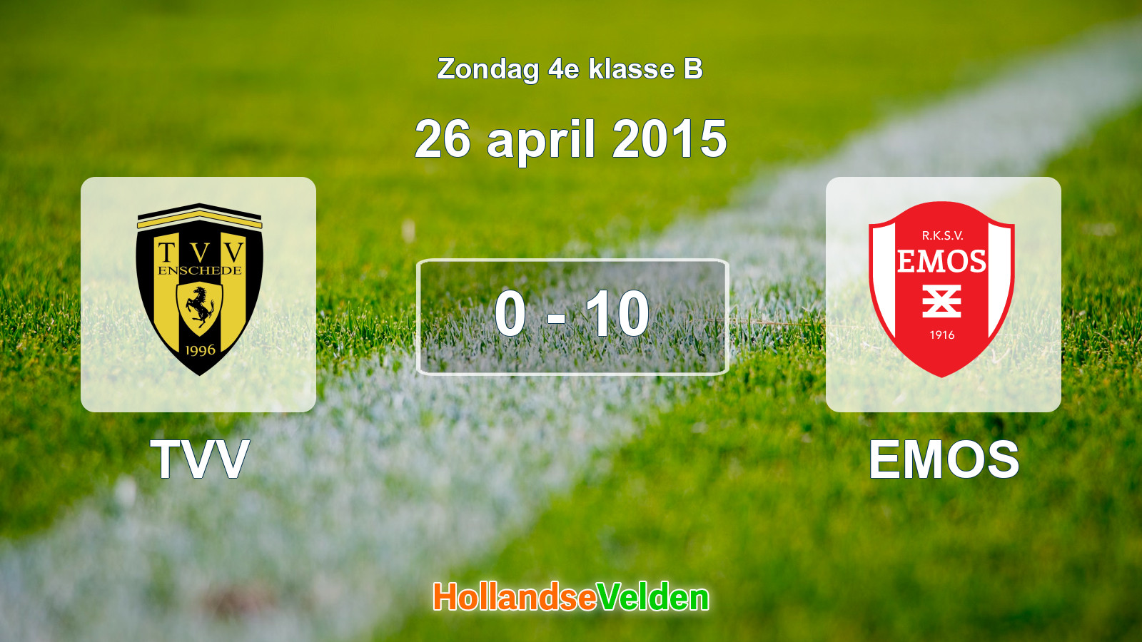 Gespeelde wedstrijd: TVV - EMOS 0 - 10 (26 april 2015)
