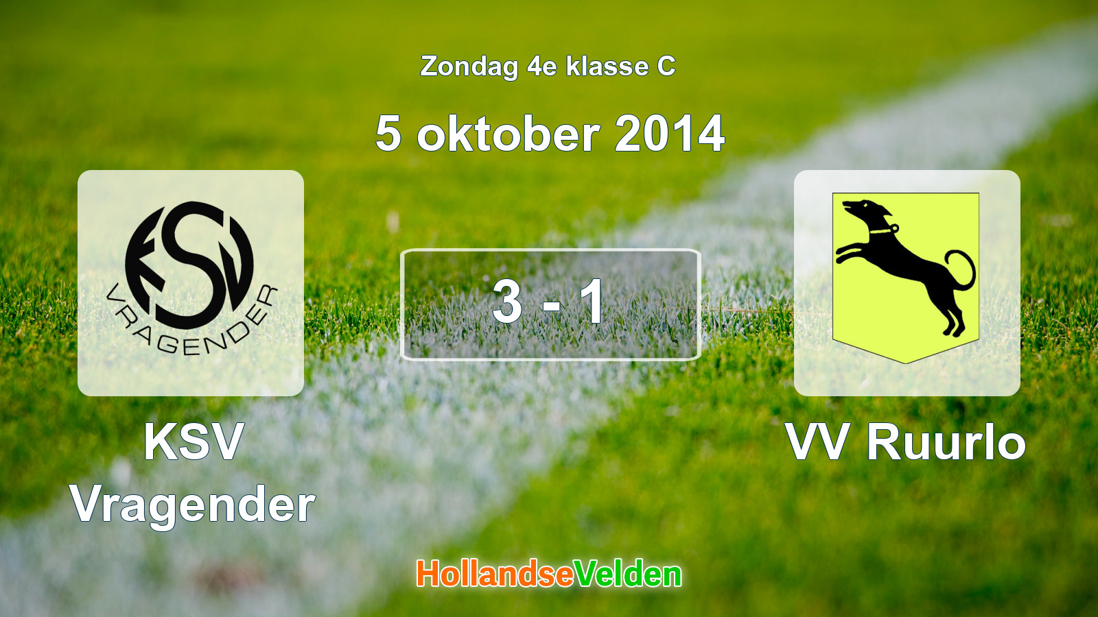 Gespeelde wedstrijd: KSV Vragender - VV Ruurlo 3 - 1 (5 oktober 2014)