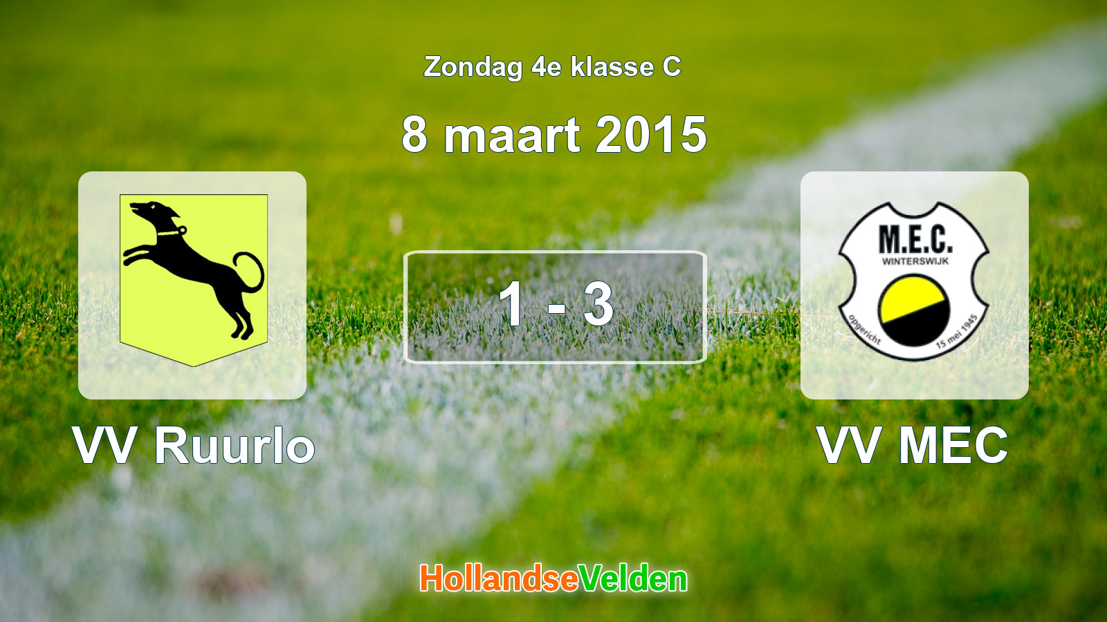 Gespeelde wedstrijd: VV Ruurlo - VV MEC 1 - 3 (8 maart 2015)