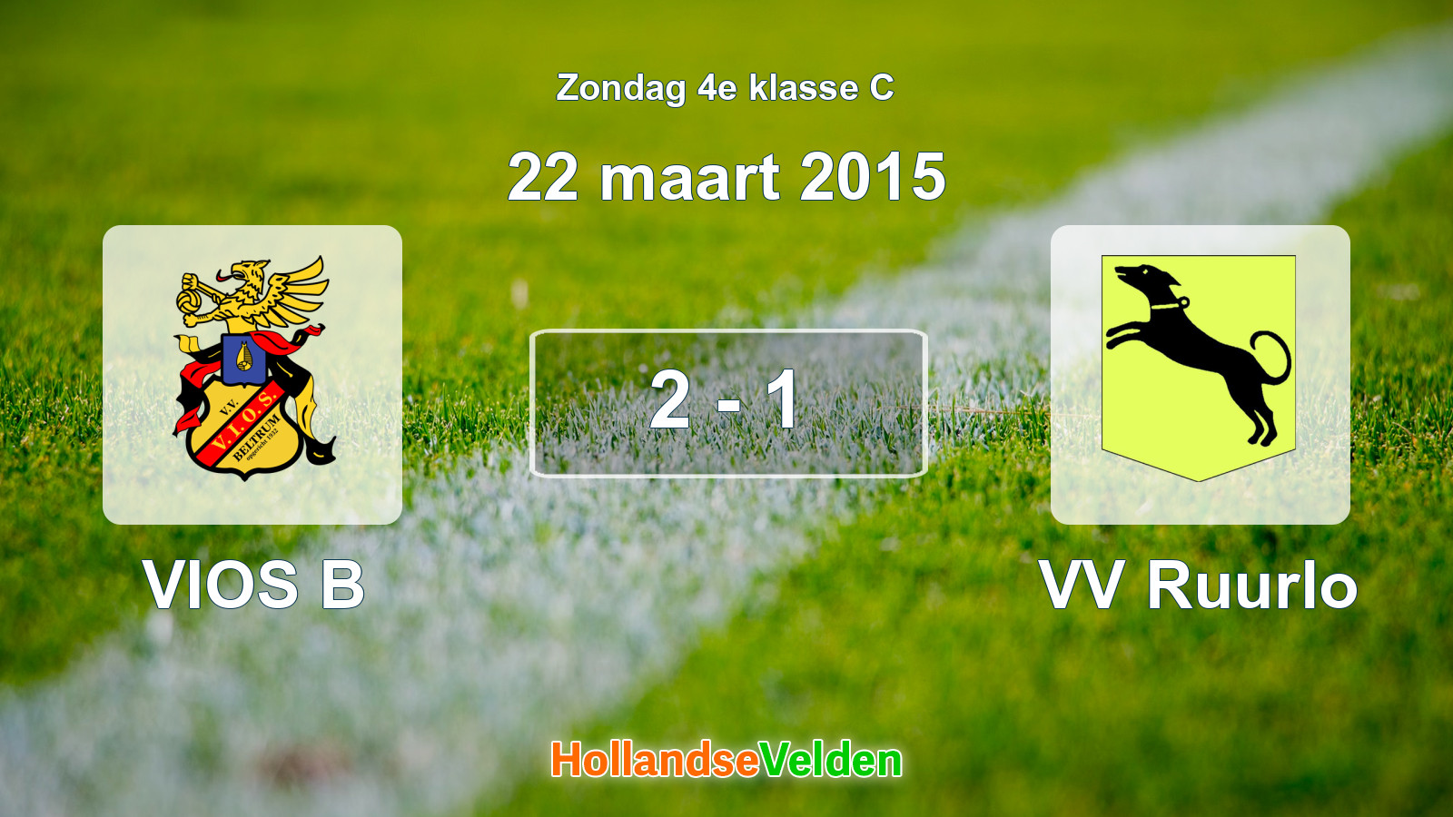Gespeelde wedstrijd: VIOS B - VV Ruurlo 2 - 1 (22 maart 2015)