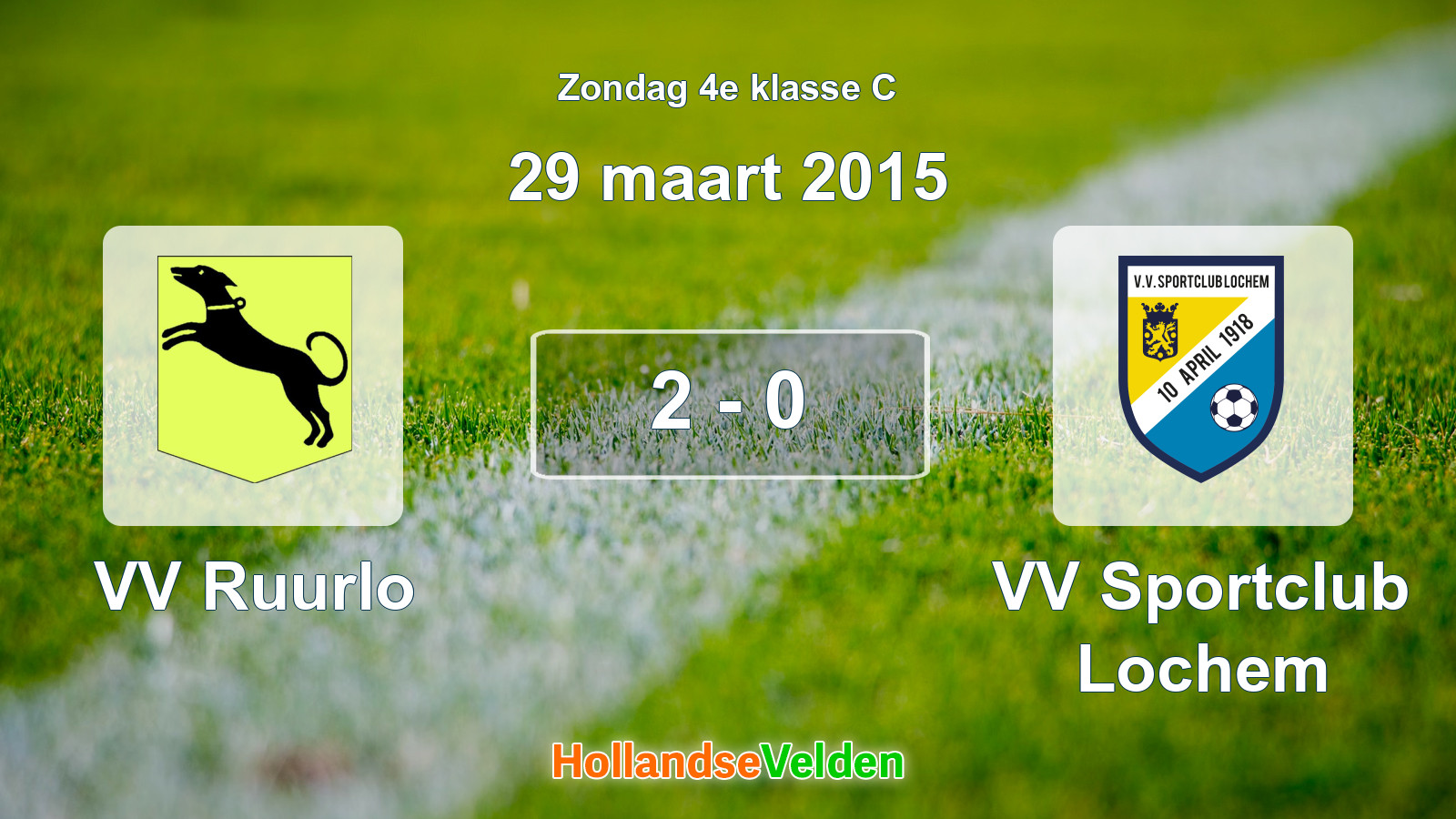 Gespeelde wedstrijd: VV Ruurlo - VV Sportclub Lochem 2 - 0 (29 maart 2015)