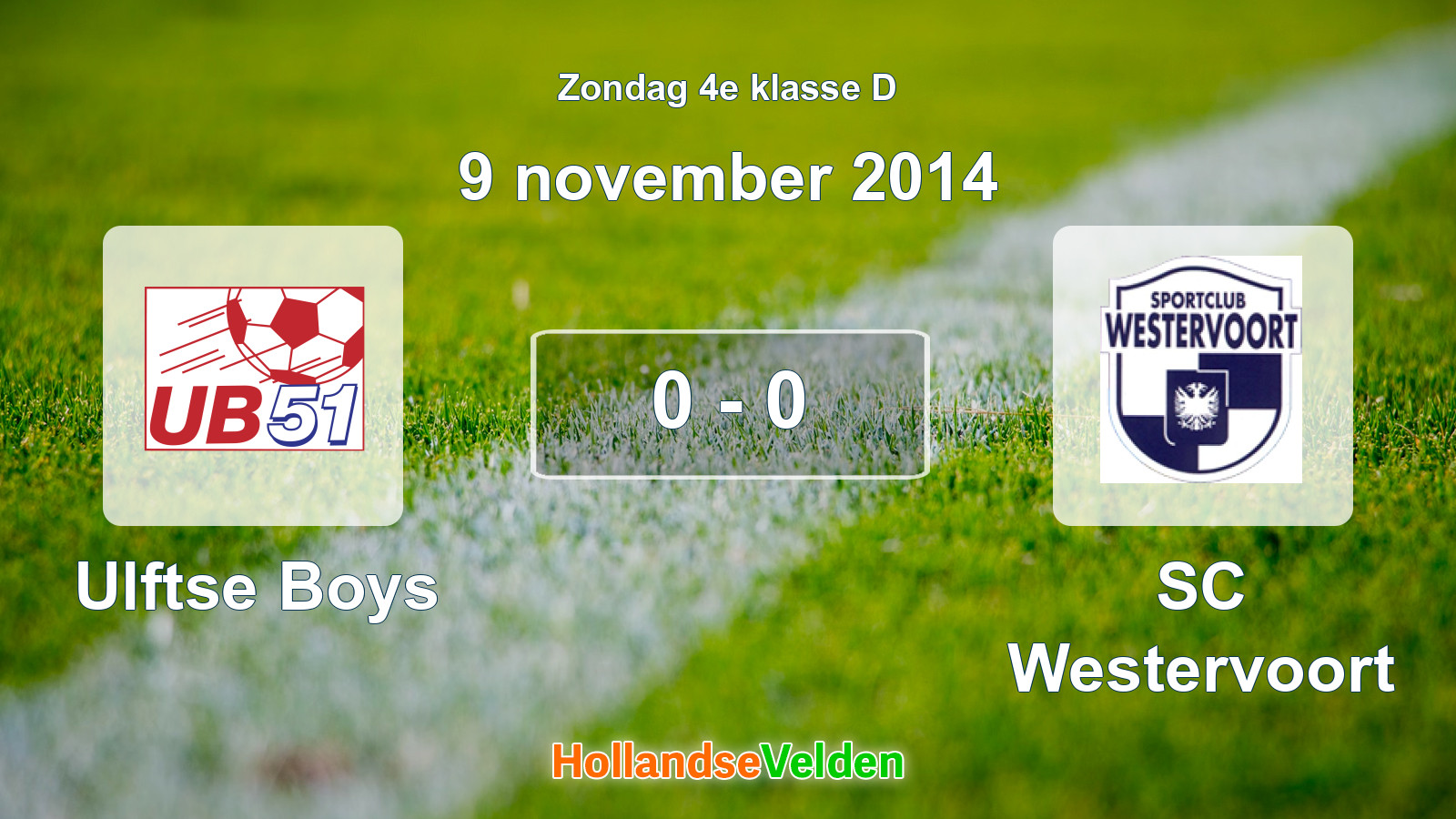 Gespeelde wedstrijd: Ulftse Boys - SC Westervoort 0 - 0 (9 november 2014)