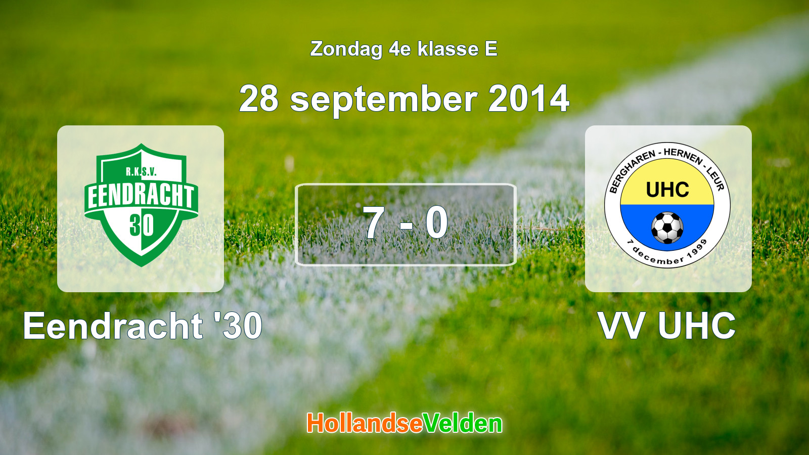 Gespeelde wedstrijd: Eendracht '30 - VV UHC 7 - 0 (28 september 2014)