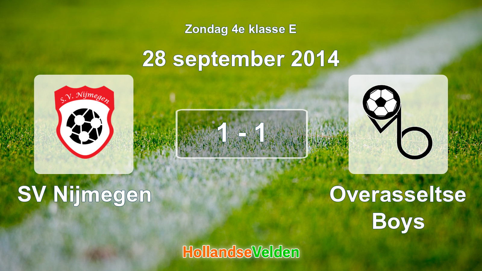 Gespeelde wedstrijd: SV Nijmegen - Overasseltse Boys 1 - 1 (28 september 2014)