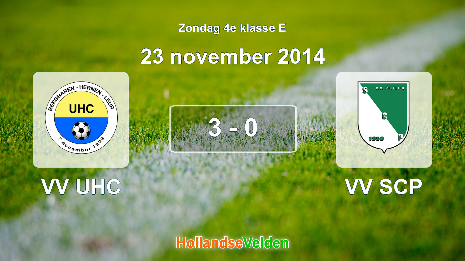 Gespeelde wedstrijd: VV UHC - VV SCP 3 - 0 (23 november 2014)