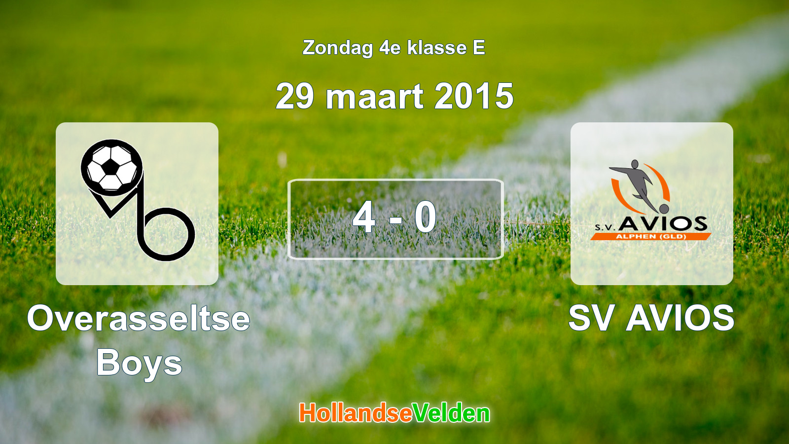 Gespeelde wedstrijd: Overasseltse Boys - SV AVIOS 4 - 0 (29 maart 2015)
