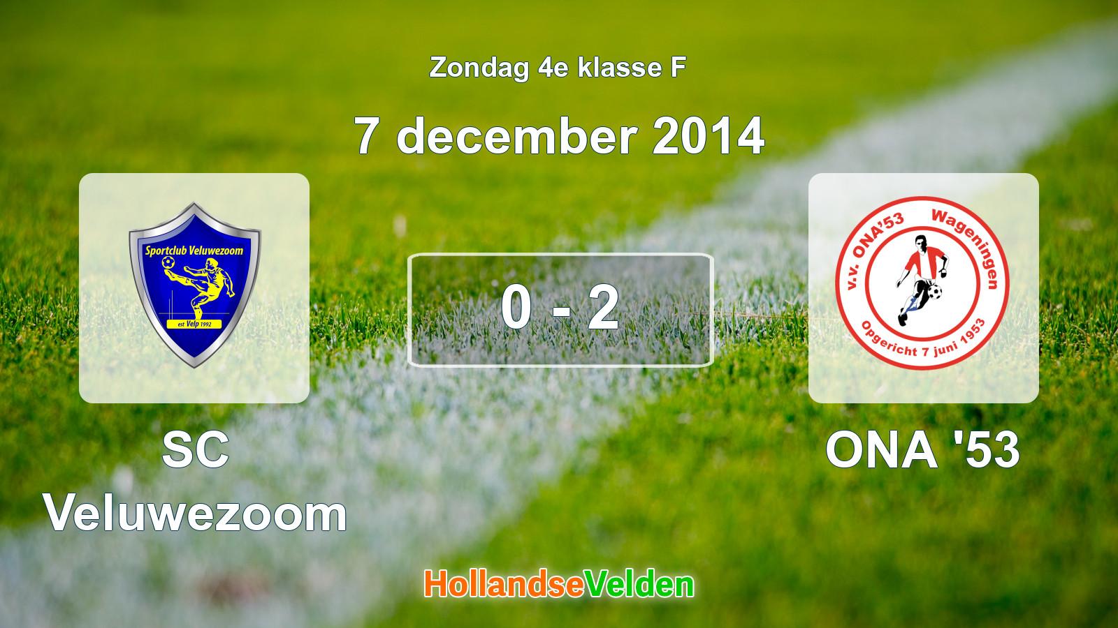 Gespeelde wedstrijd: SC Veluwezoom - ONA '53 0 - 2 (7 december 2014)