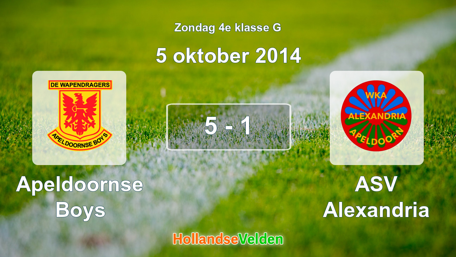 Gespeelde wedstrijd: Apeldoornse Boys - ASV Alexandria 5 - 1 (5 oktober 2014)