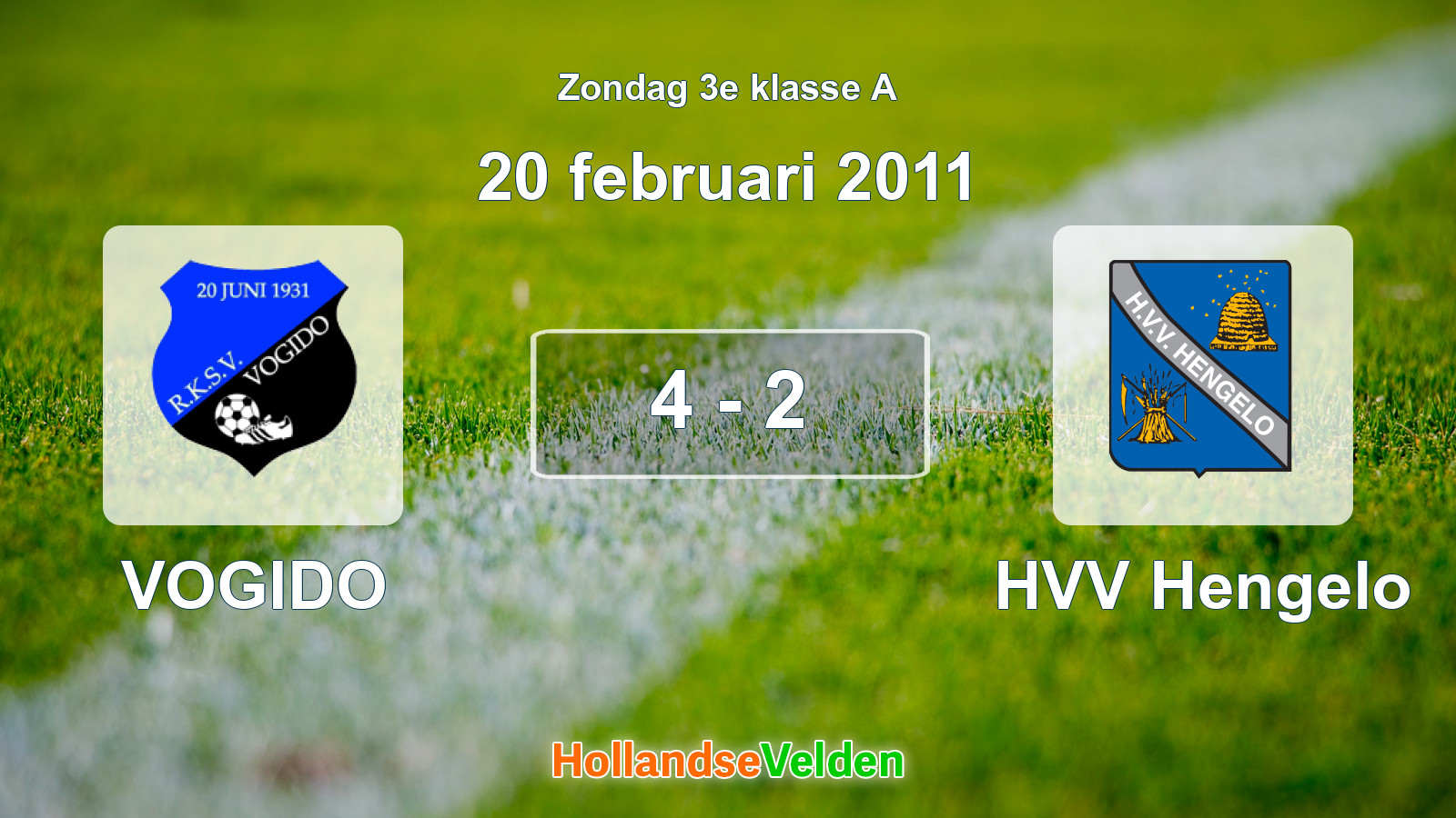Gespeelde wedstrijd: VOGIDO - HVV Hengelo 4 - 2 (20 februari 2011)