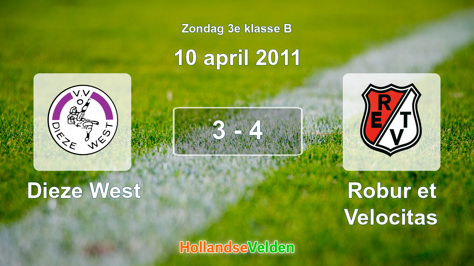 Gespeelde wedstrijd: Dieze West - Robur et Velocitas 3 - 4 (10 april 2011)