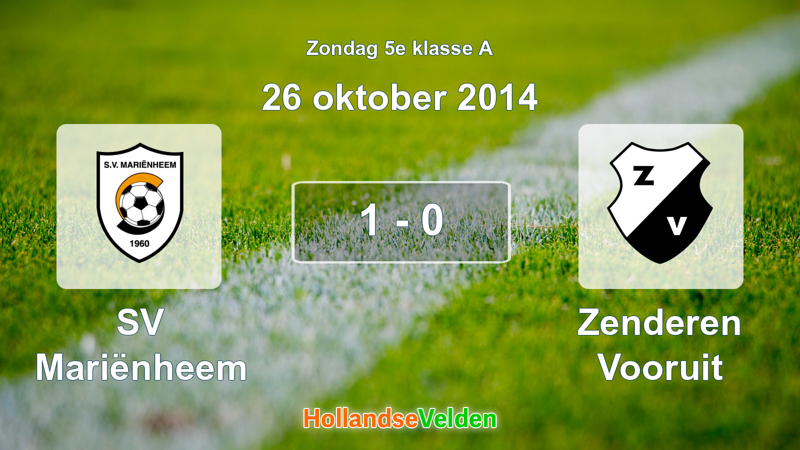 Gespeelde wedstrijd: SV Mariënheem - Zenderen Vooruit 1 - 0 (26 oktober 2014)