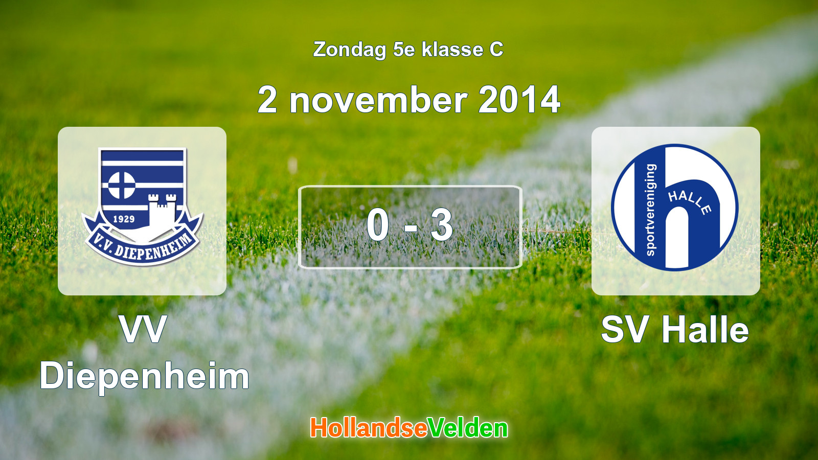 Gespeelde wedstrijd: VV Diepenheim - SV Halle 0 - 3 (2 november 2014)