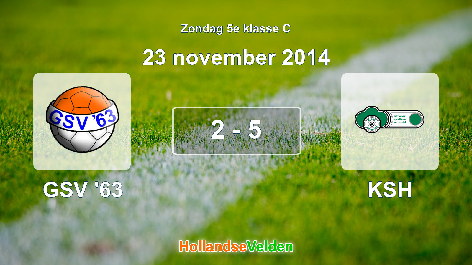 Gespeelde wedstrijd: GSV '63 - KSH 2 - 5 (23 november 2014)
