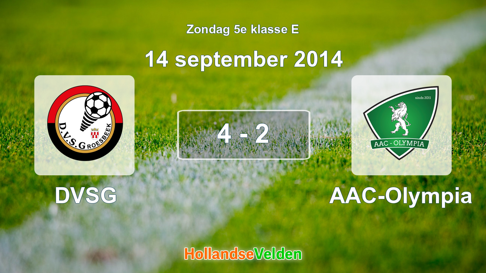 Gespeelde wedstrijd: DVSG - AAC-Olympia 4 - 2 (14 september 2014)