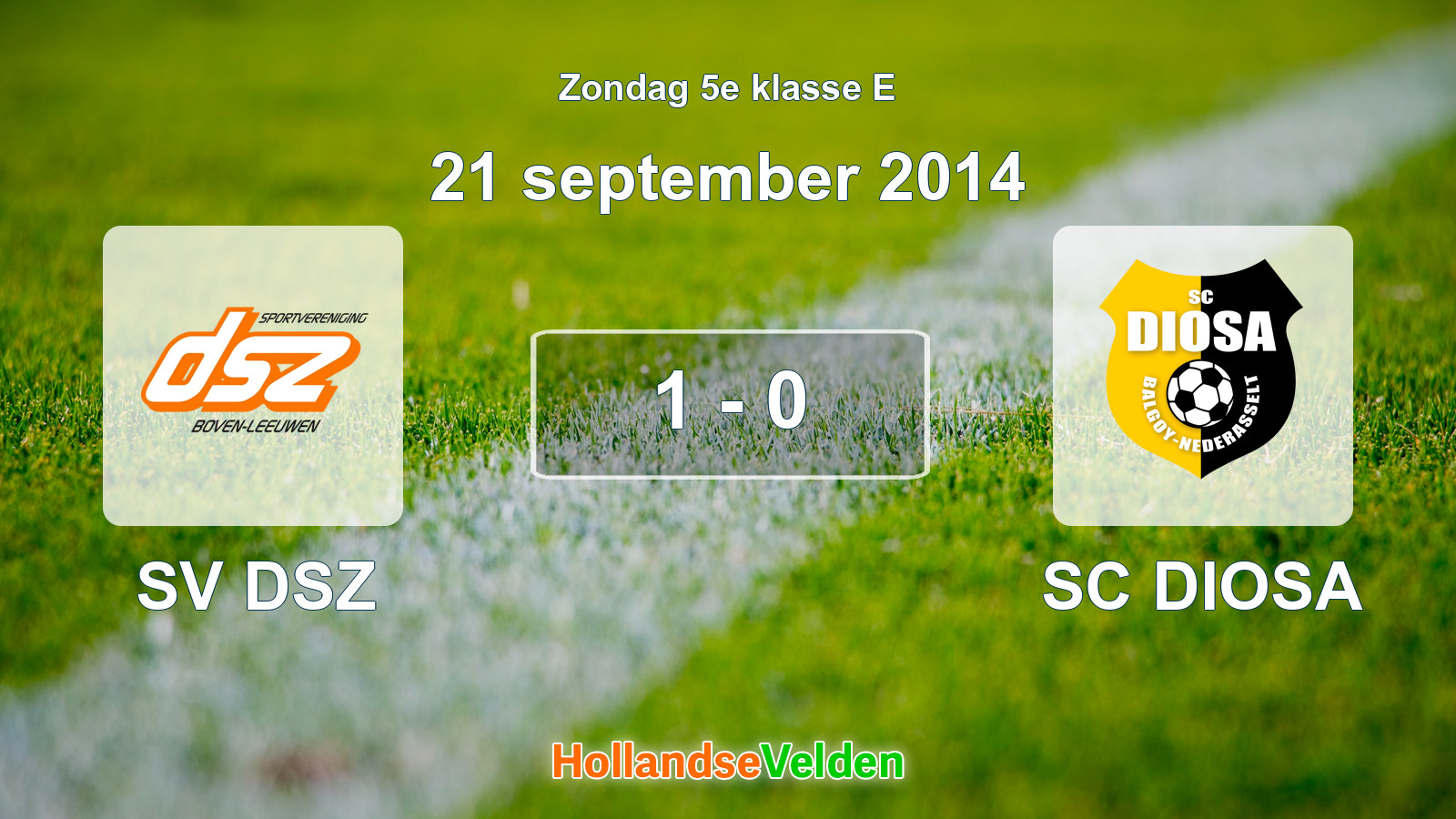 Gespeelde wedstrijd: SV DSZ - SC DIOSA 1 - 0 (21 september 2014)