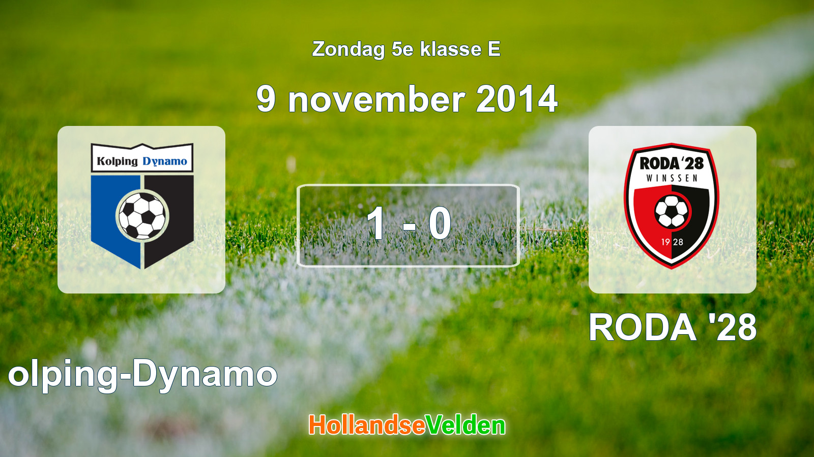 Gespeelde wedstrijd: Kolping-Dynamo - RODA '28 1 - 0 (9 november 2014)