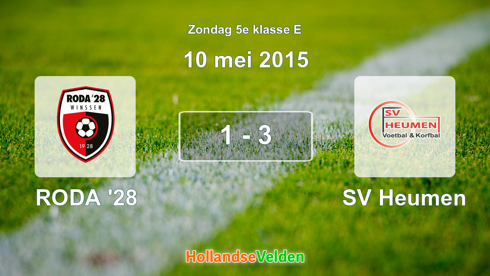 Gespeelde wedstrijd: RODA '28 - SV Heumen 1 - 3 (10 mei 2015)