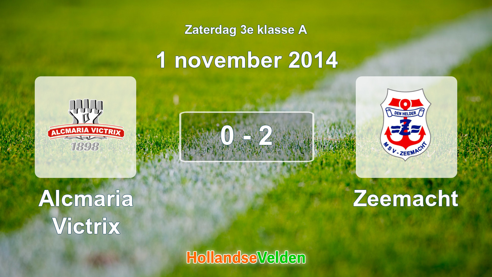 Gespeelde wedstrijd: Alcmaria Victrix - Zeemacht 0 - 2 (1 november 2014)