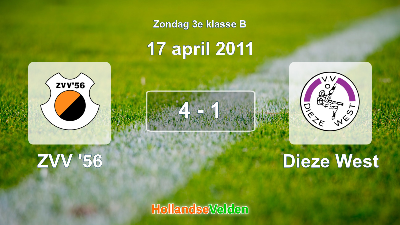 Gespeelde wedstrijd: ZVV '56 - Dieze West 4 - 1 (17 april 2011)