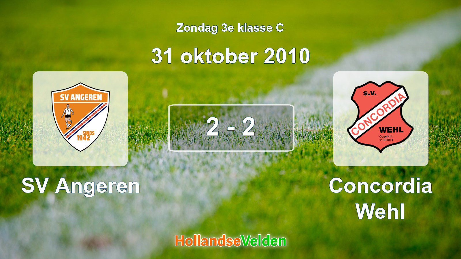 Gespeelde wedstrijd: SV Angeren - Concordia Wehl 2 - 2 (31 oktober 2010)