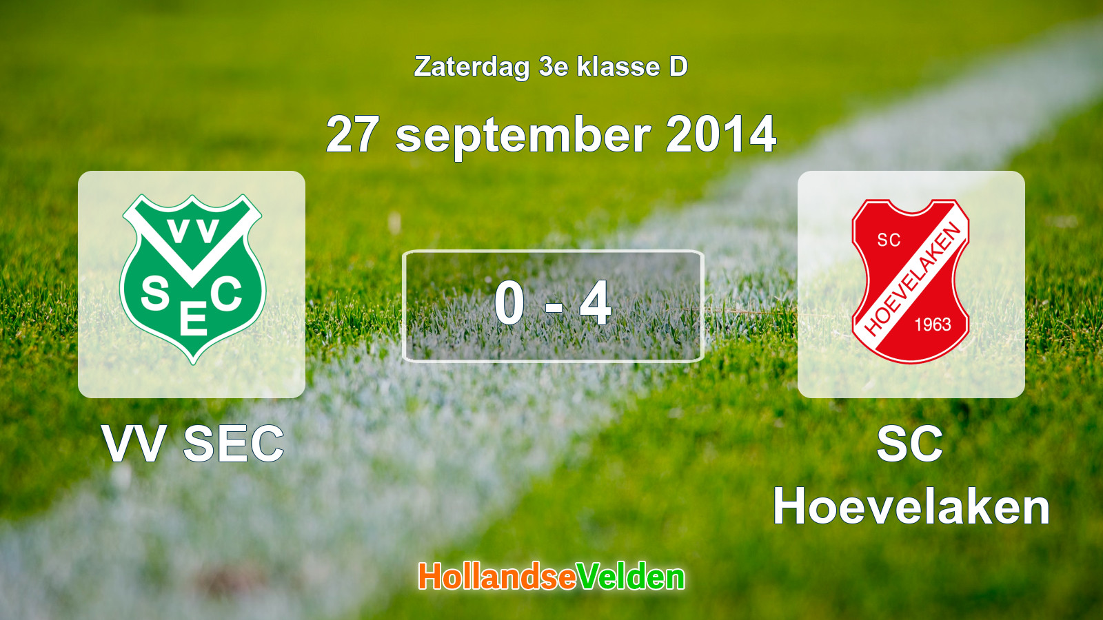 Gespeelde wedstrijd: VV SEC - SC Hoevelaken 0 - 4 (27 september 2014)