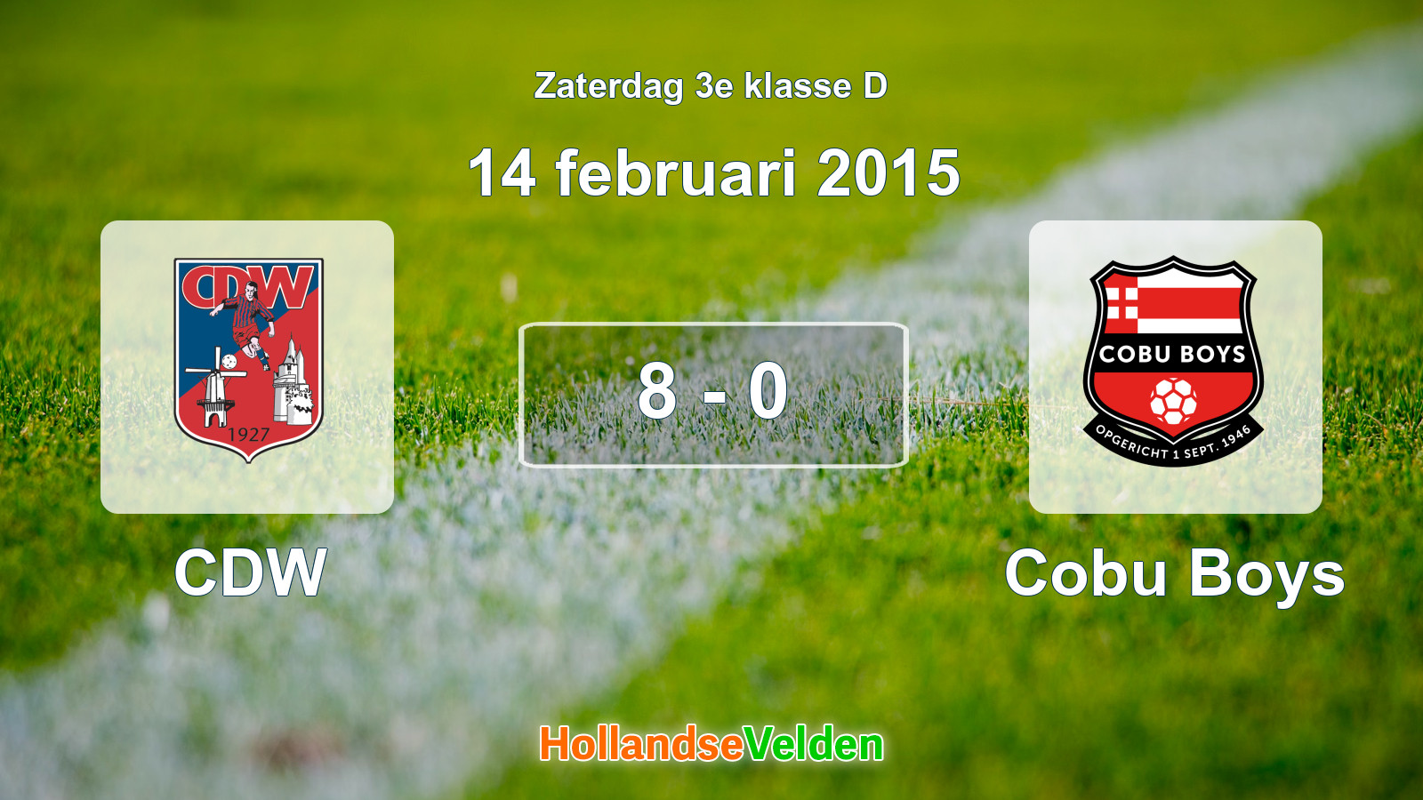 Gespeelde wedstrijd: CDW - Cobu Boys 8 - 0 (14 februari 2015)