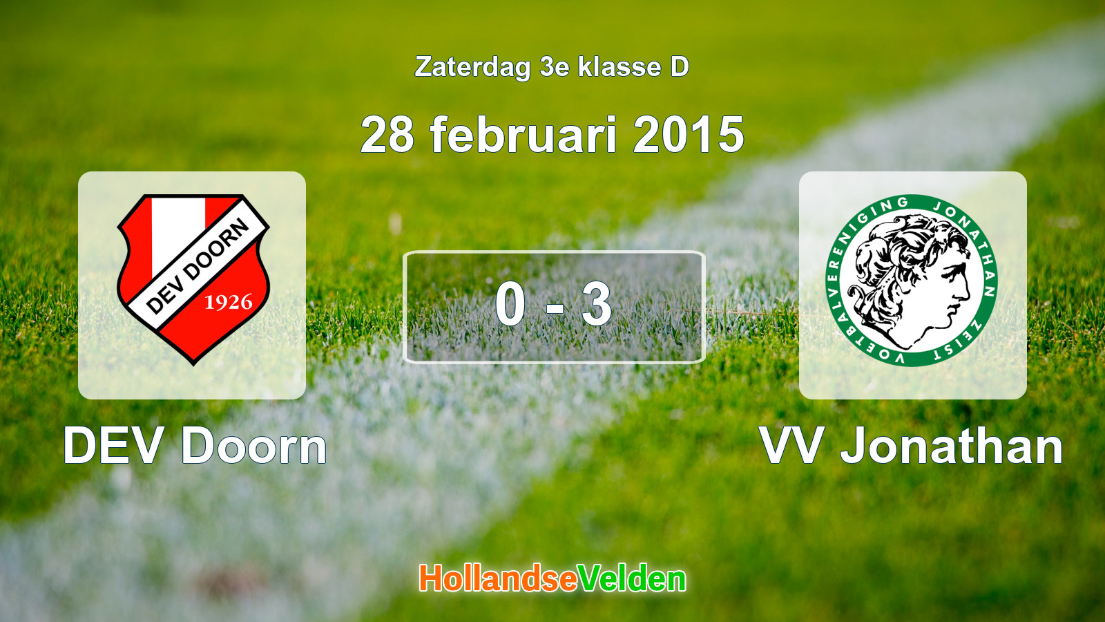 Gespeelde wedstrijd: DEV Doorn - VV Jonathan 0 - 3 (28 februari 2015)