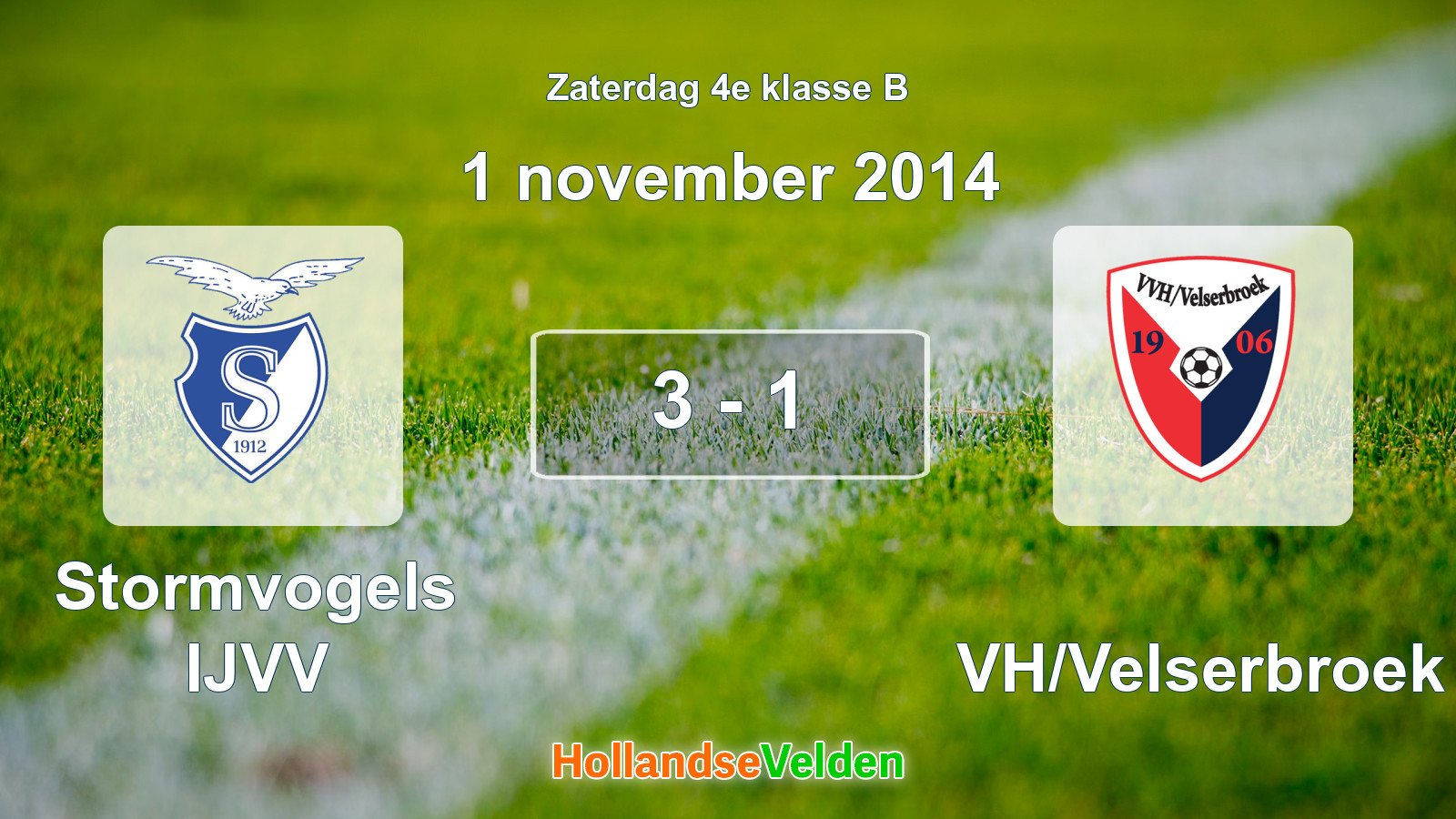 Gespeelde wedstrijd: Stormvogels IJVV - VVH/Velserbroek 3 - 1 (1 november 2014)