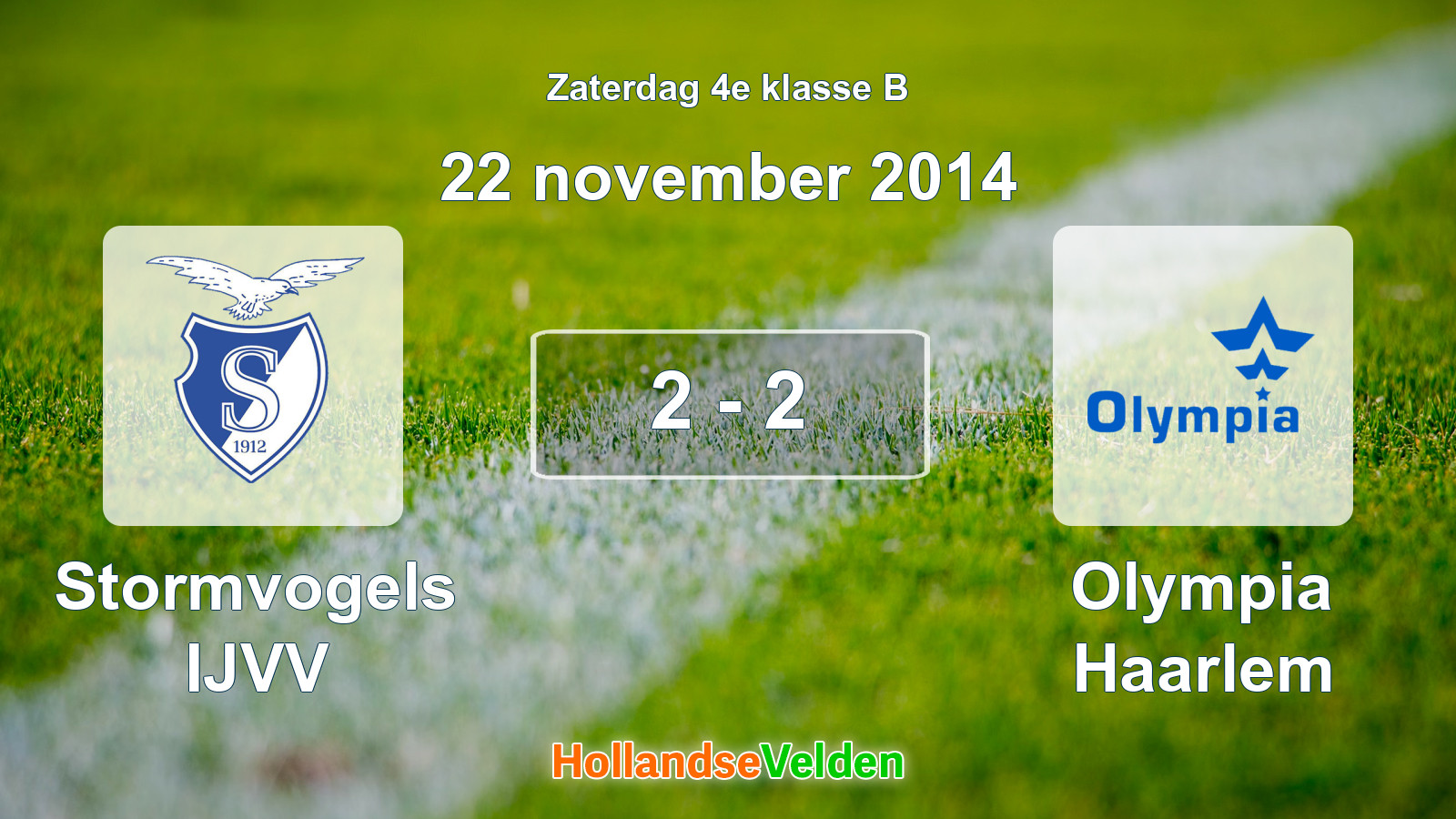 Gespeelde wedstrijd: Stormvogels IJVV - Olympia Haarlem 2 - 2 (22 november 2014)