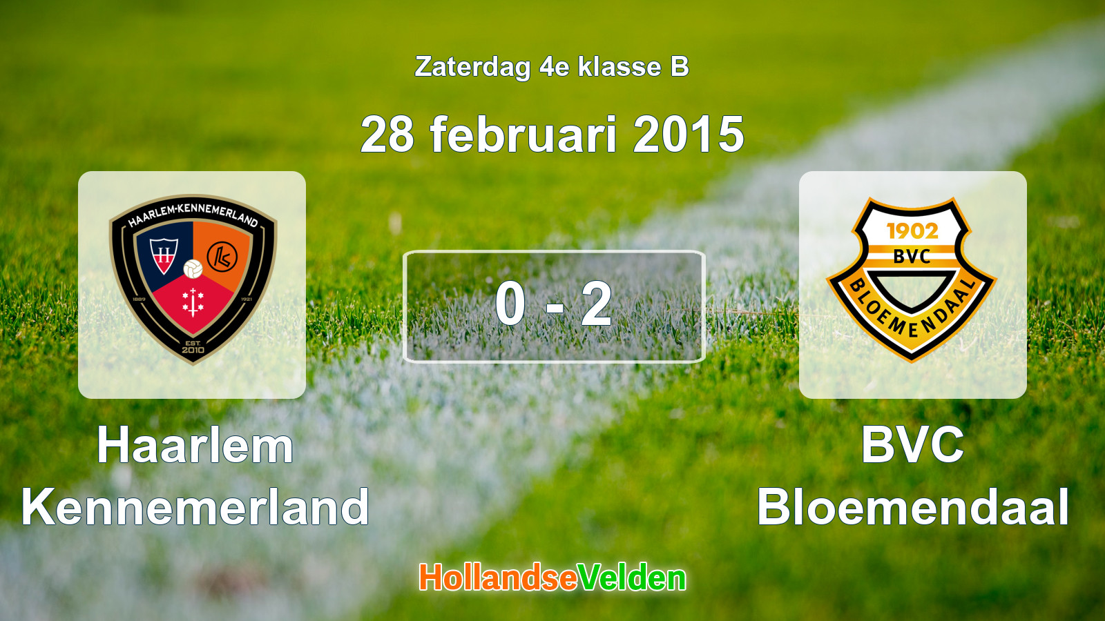 Gespeelde wedstrijd: Haarlem Kennemerland - BVC Bloemendaal 0 - 2 (28 februari 2015)