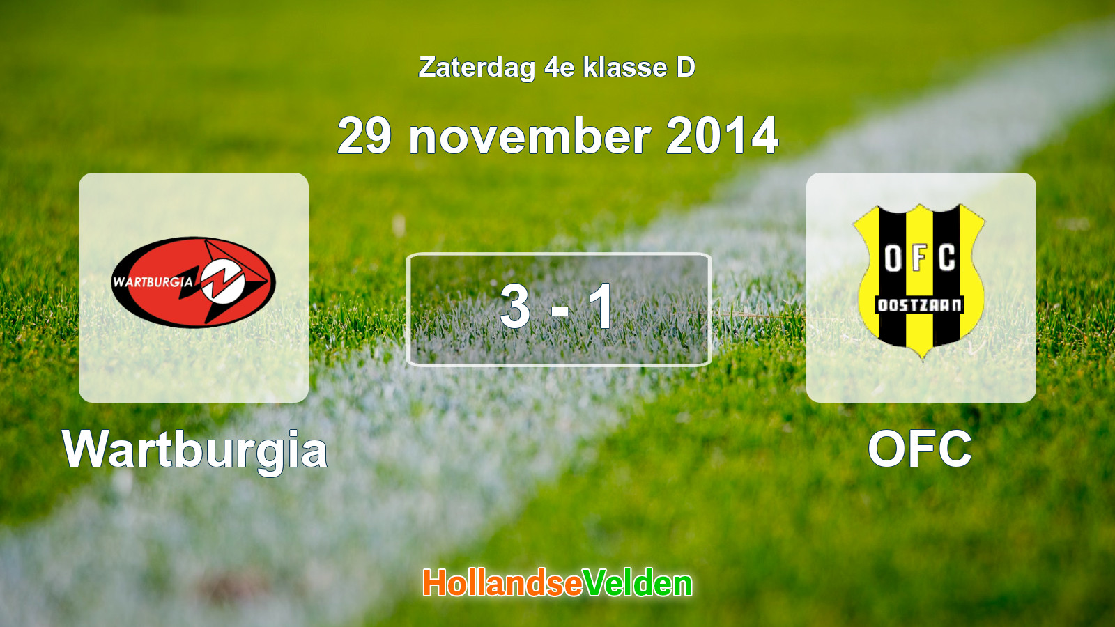 Gespeelde wedstrijd: Wartburgia - OFC 3 - 1 (29 november 2014)