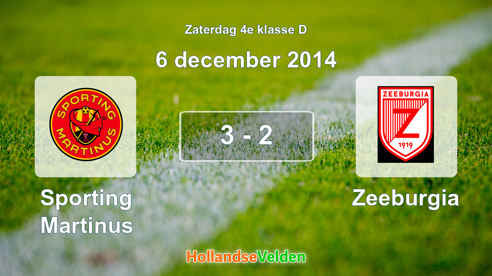 Gespeelde wedstrijd: Sporting Martinus - Zeeburgia 3 - 2 (6 december 2014)