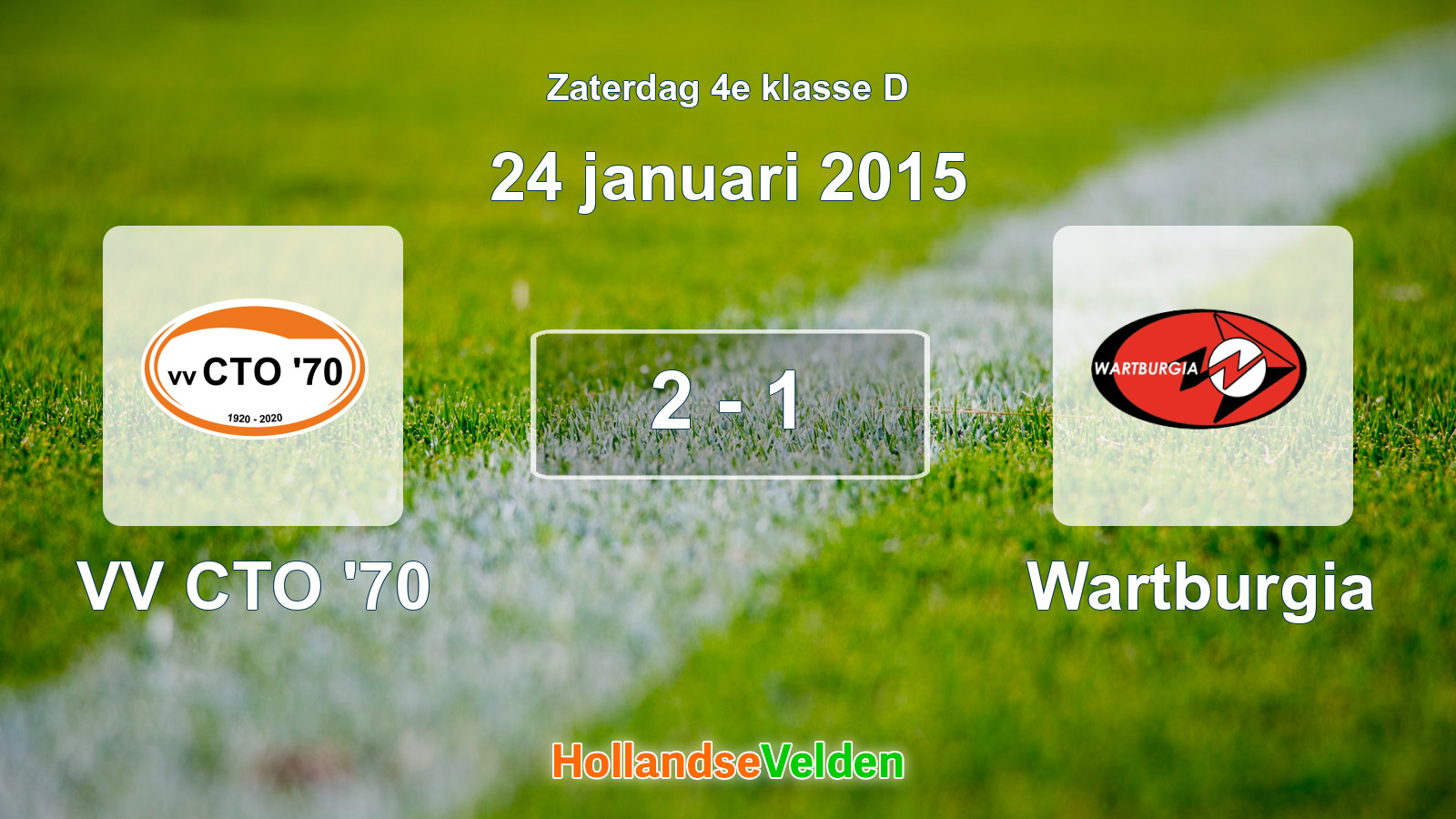 Gespeelde wedstrijd: VV CTO '70 - Wartburgia 2 - 1 (24 januari 2015)
