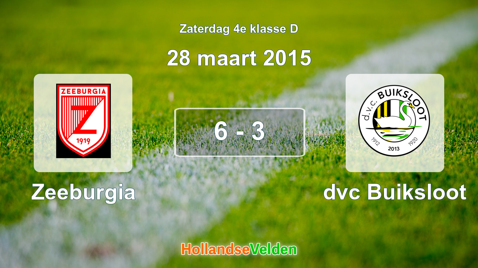 Gespeelde wedstrijd: Zeeburgia - dvc Buiksloot 6 - 3 (28 maart 2015)