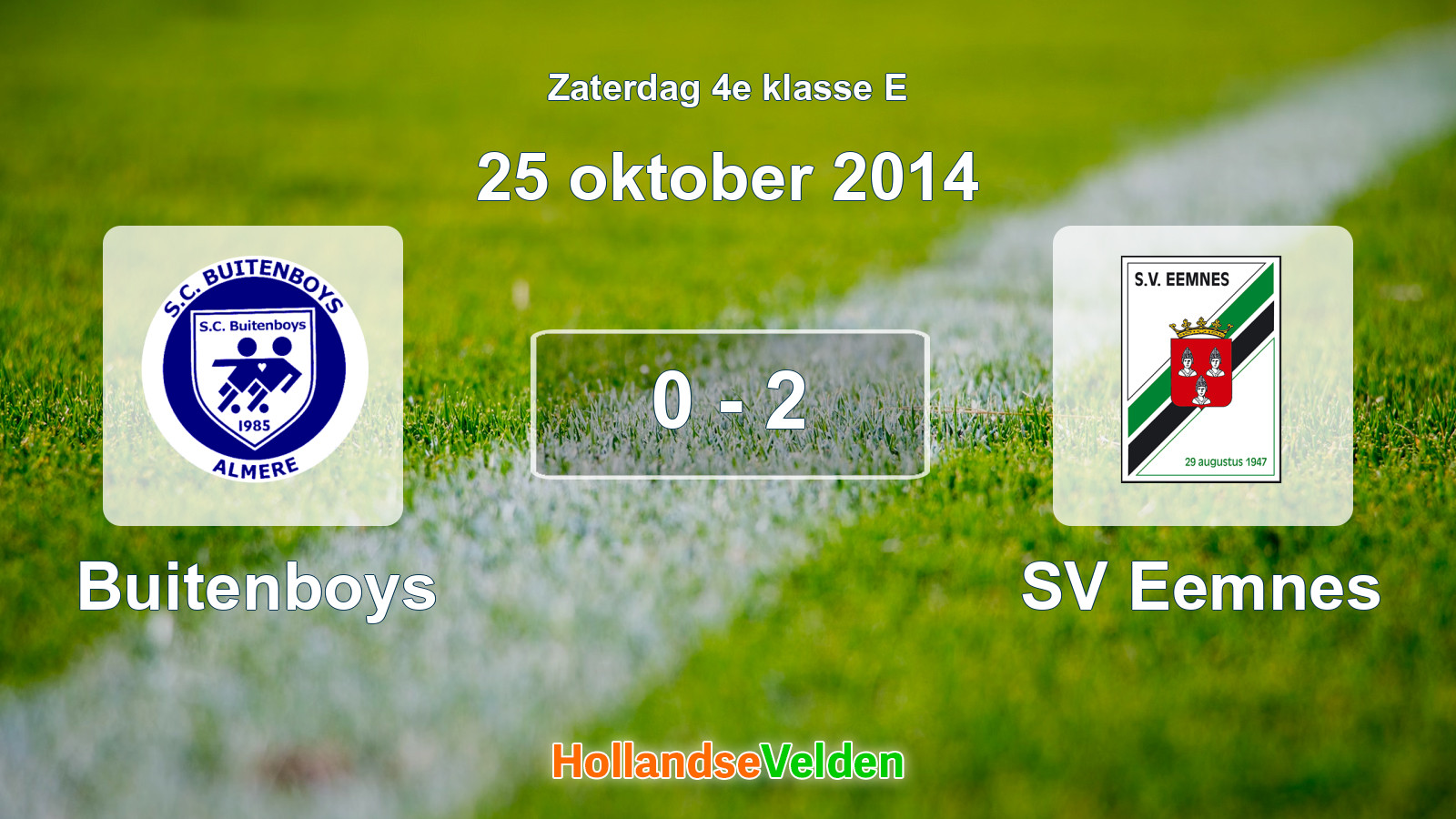 Gespeelde wedstrijd: Buitenboys - SV Eemnes 0 - 2 (25 oktober 2014)