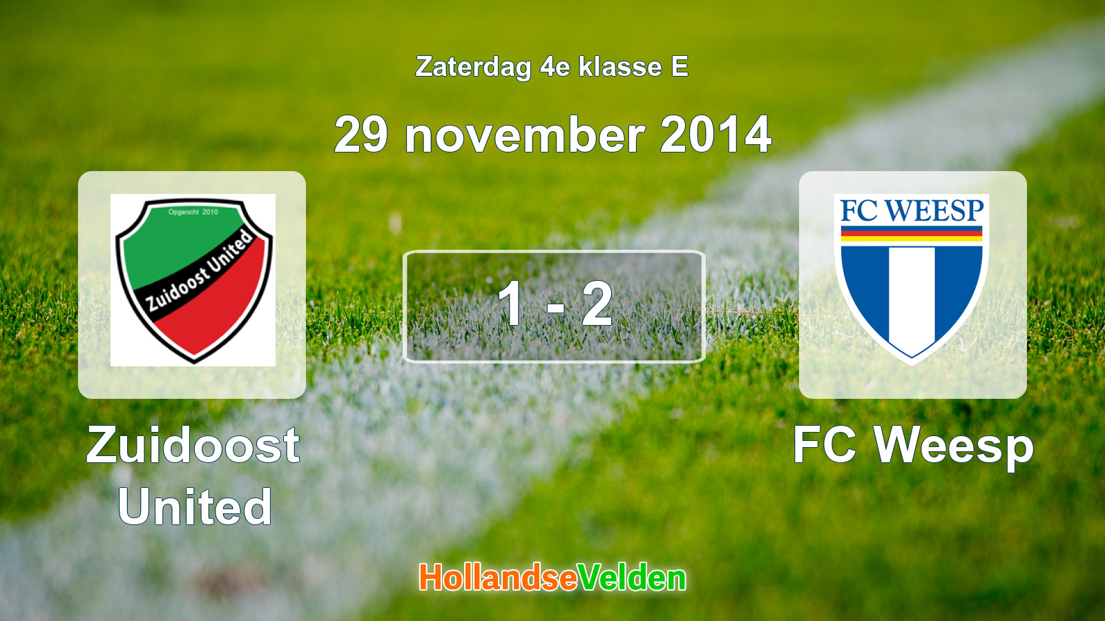 Gespeelde wedstrijd: Zuidoost United - FC Weesp 1 - 2 (29 november 2014)