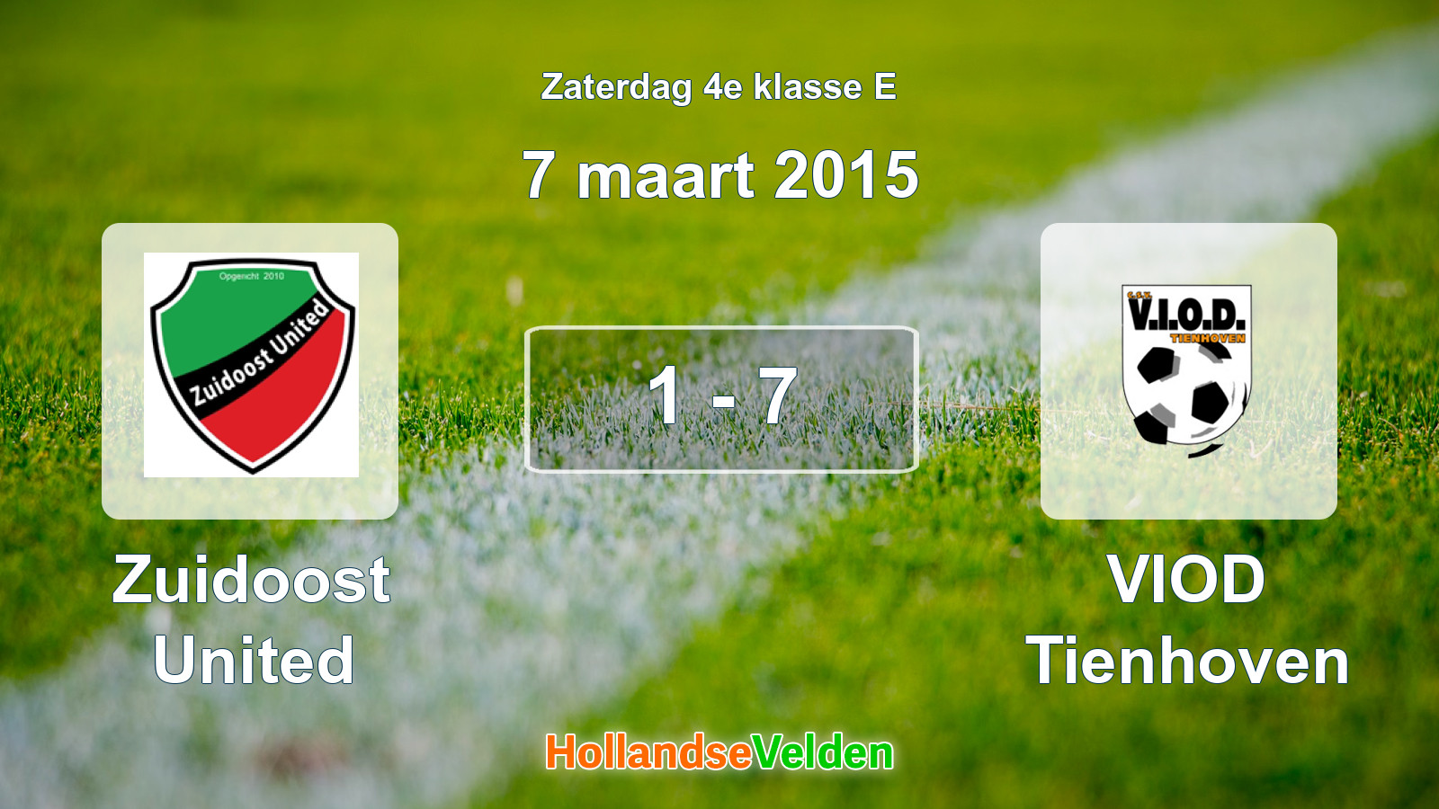 Gespeelde wedstrijd: Zuidoost United - VIOD Tienhoven 1 - 7 (7 maart 2015)