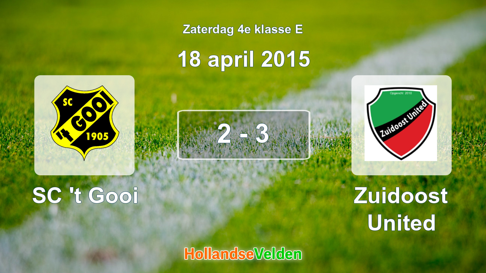 Gespeelde wedstrijd: SC 't Gooi - Zuidoost United 2 - 3 (18 april 2015)