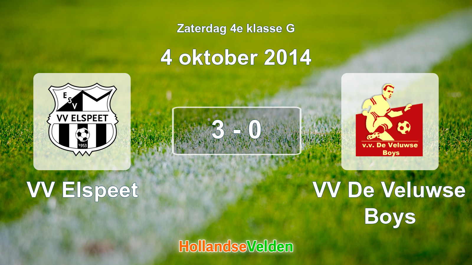 Gespeelde wedstrijd: VV Elspeet - VV De Veluwse Boys 3 - 0 (4 oktober 2014)