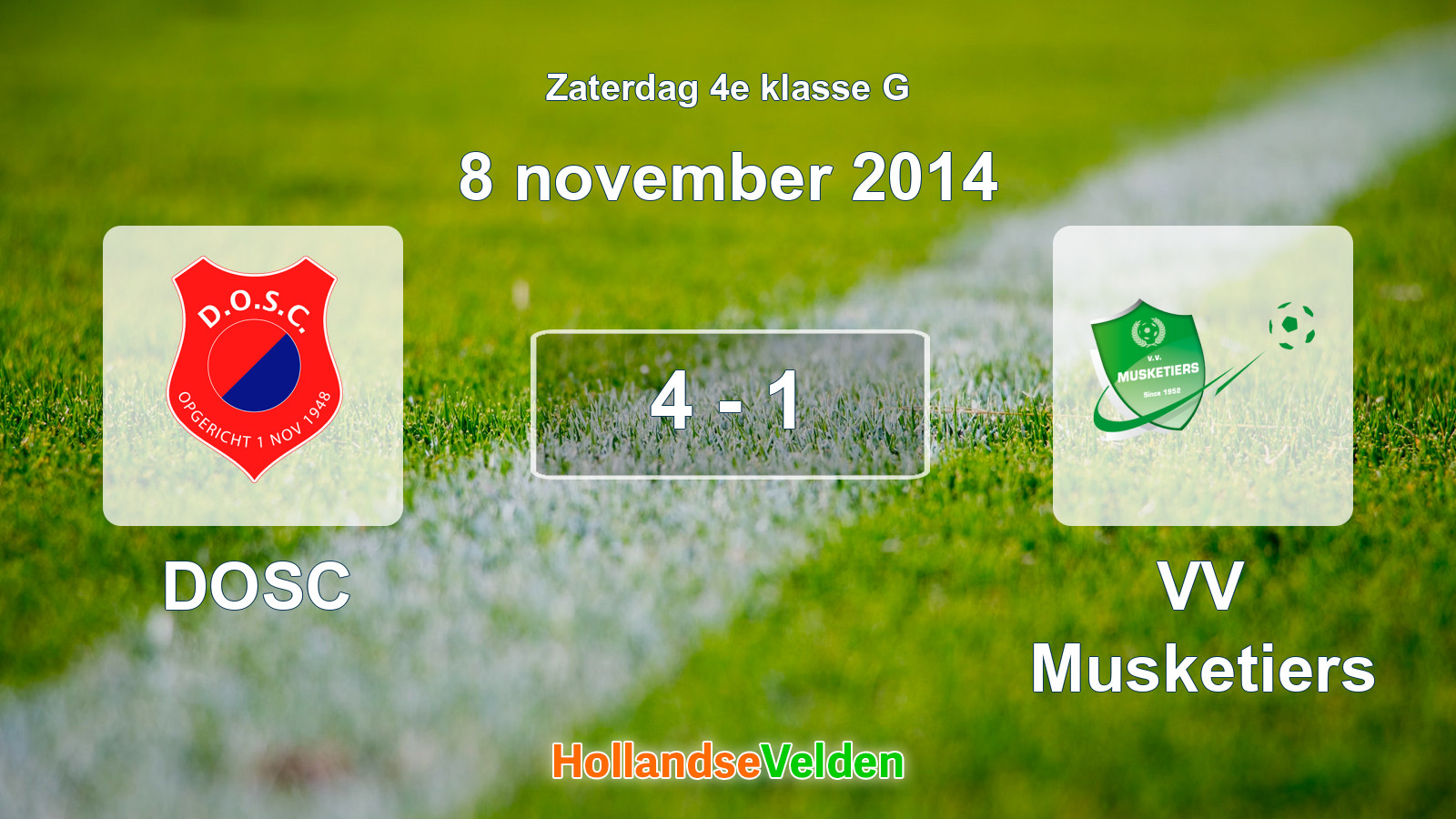 Gespeelde wedstrijd: DOSC - VV Musketiers 4 - 1 (8 november 2014)