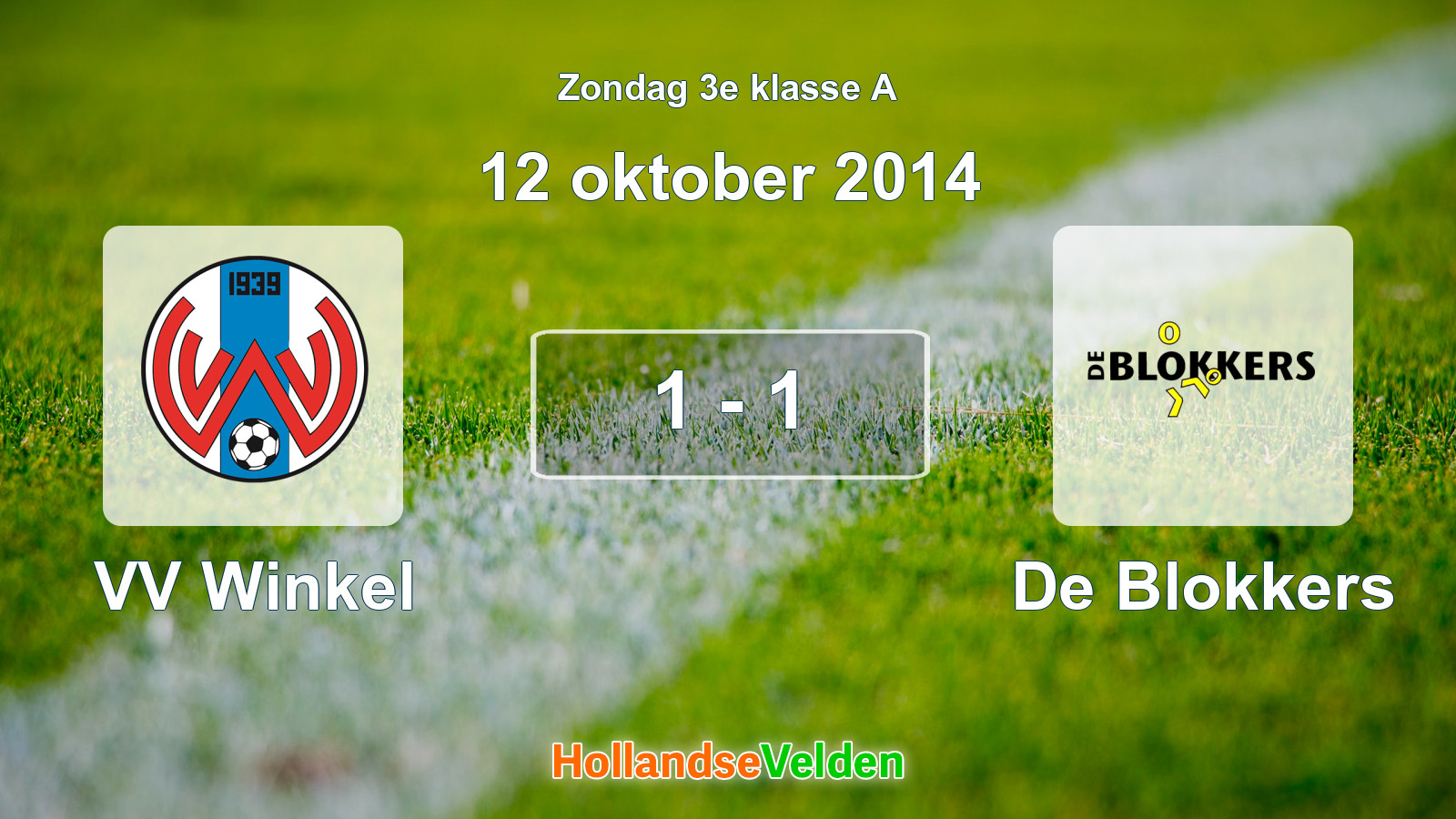 Gespeelde wedstrijd: VV Winkel - De Blokkers 1 - 1 (12 oktober 2014)
