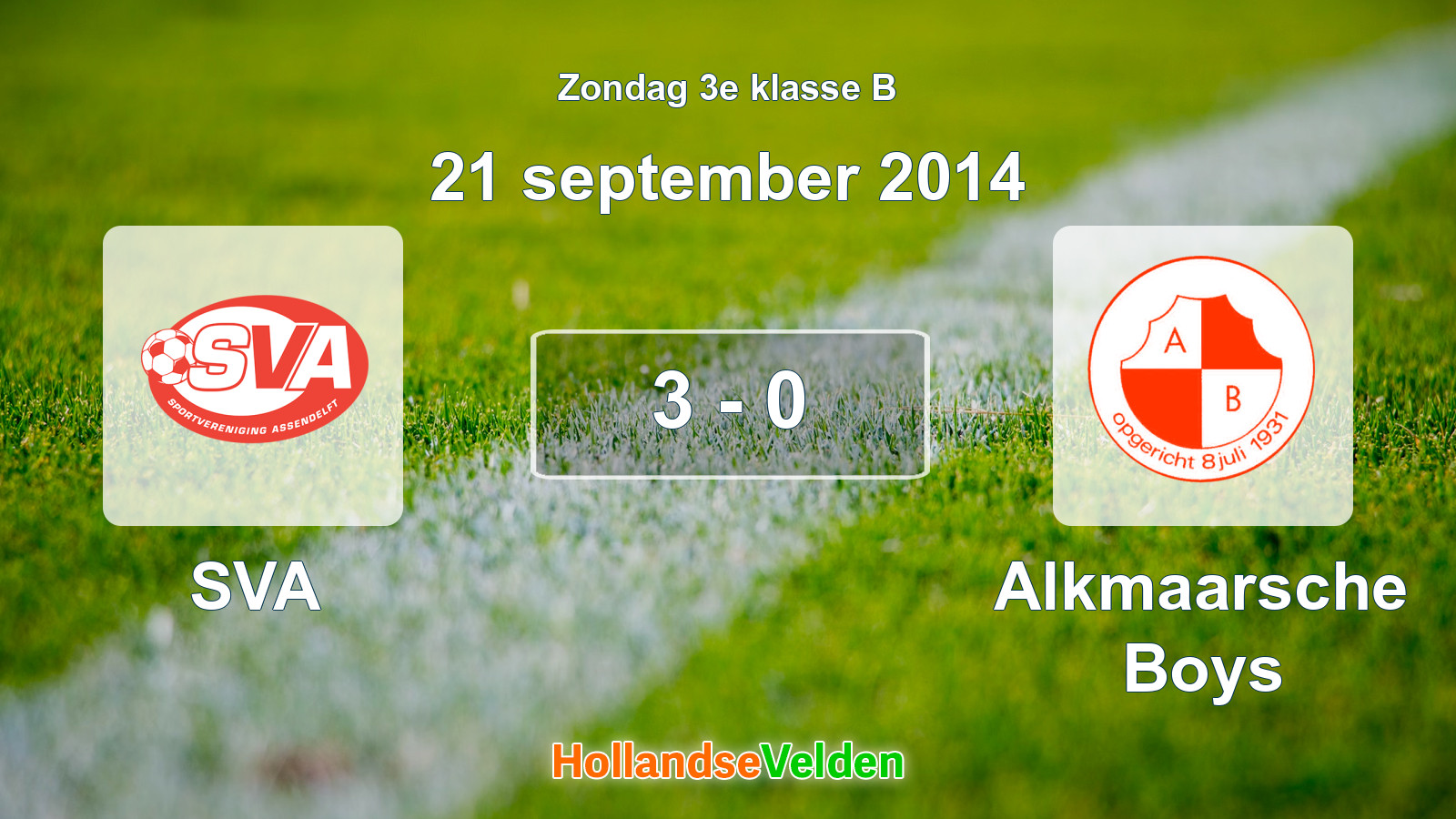 Gespeelde wedstrijd: SVA - Alkmaarsche Boys 3 - 0 (21 september 2014)
