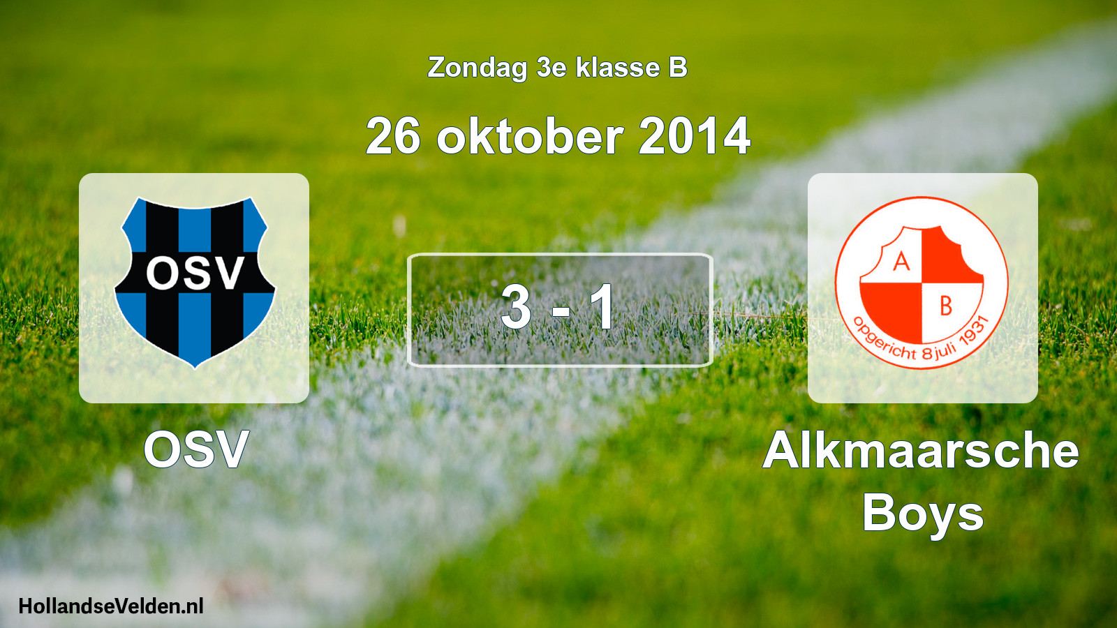 Gespeelde wedstrijd: OSV - Alkmaarsche Boys 3 - 1 (26 oktober 2014)