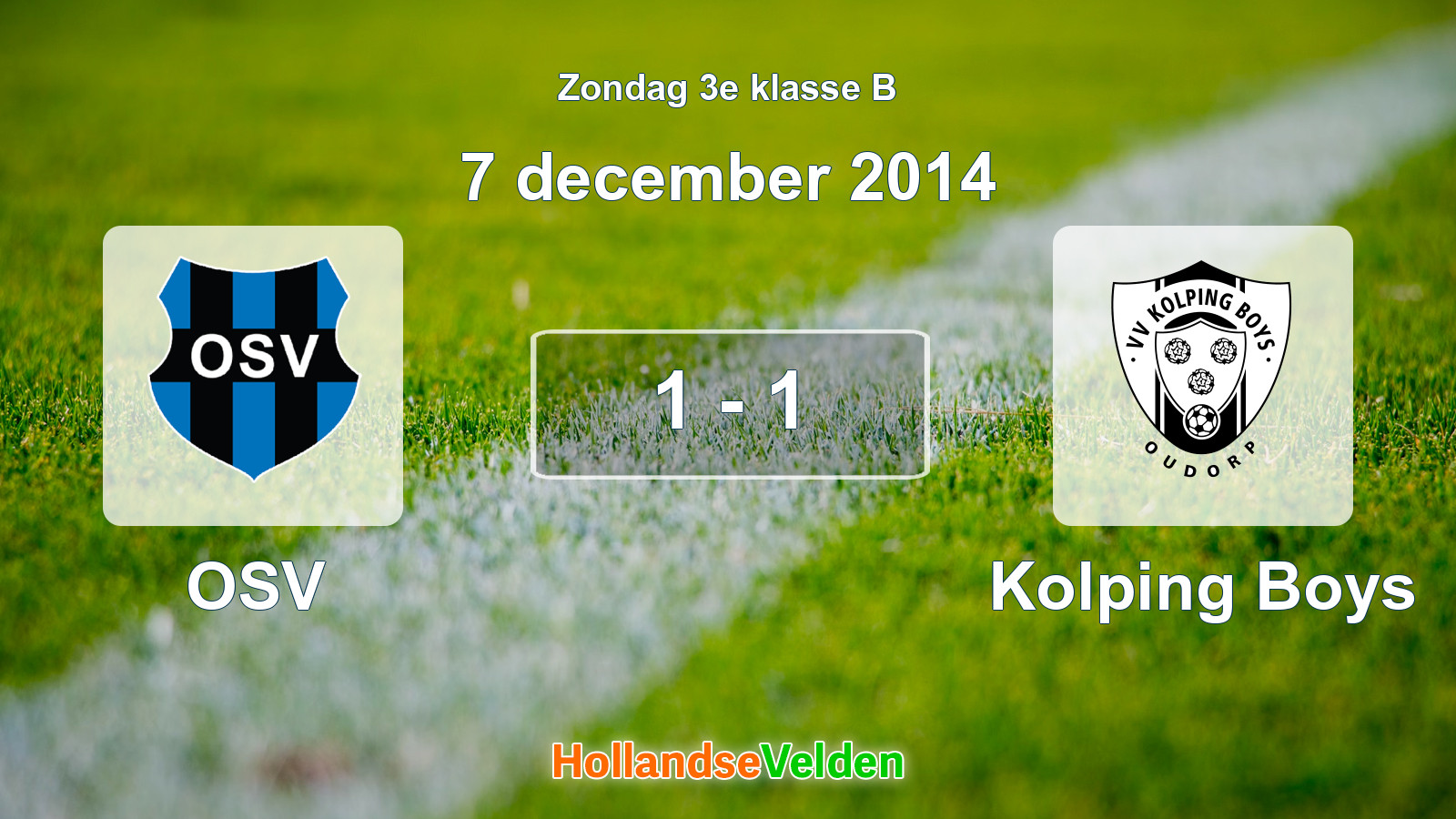 Gespeelde wedstrijd: OSV - Kolping Boys 1 - 1 (7 december 2014)